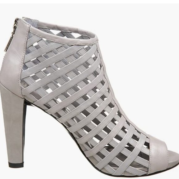 BCBGirls "HOSTY" Grey 8.5 M Leather Open Toe Strappy Booty Reg. $118 - Picture 1 of 7